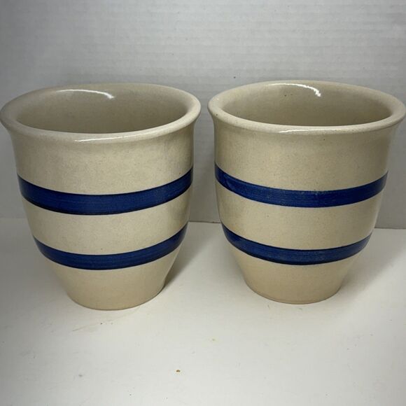 Roseville Other - Roseville One Quart Crock Set 2 Friendship Blue Stripe Canisters